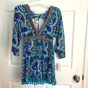 NWT Trina Turk swim & spa collection paisley blue/green coverup XS